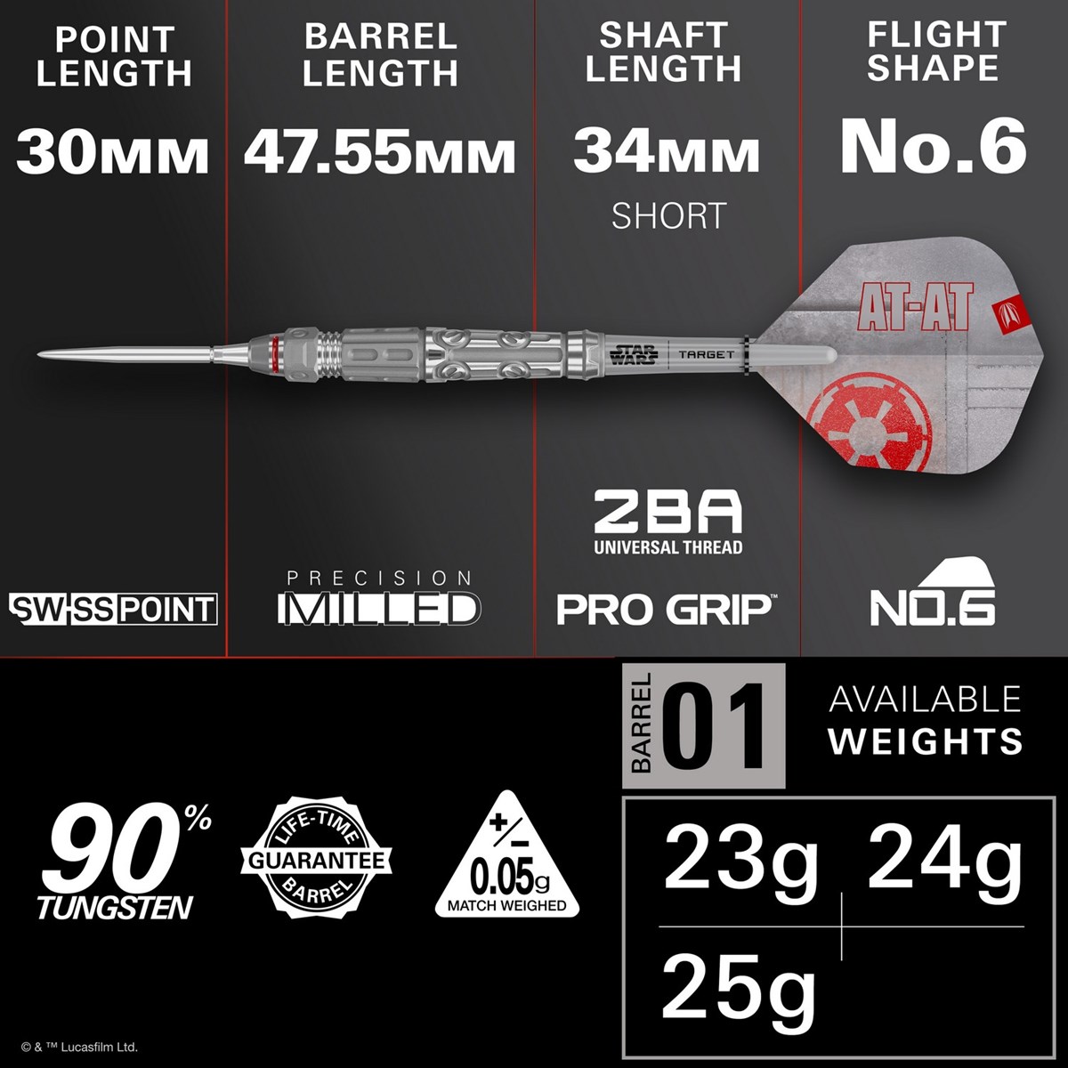 Target Darts Star Wars AT-AT 90% SP Steel Tip Darts 23 grams