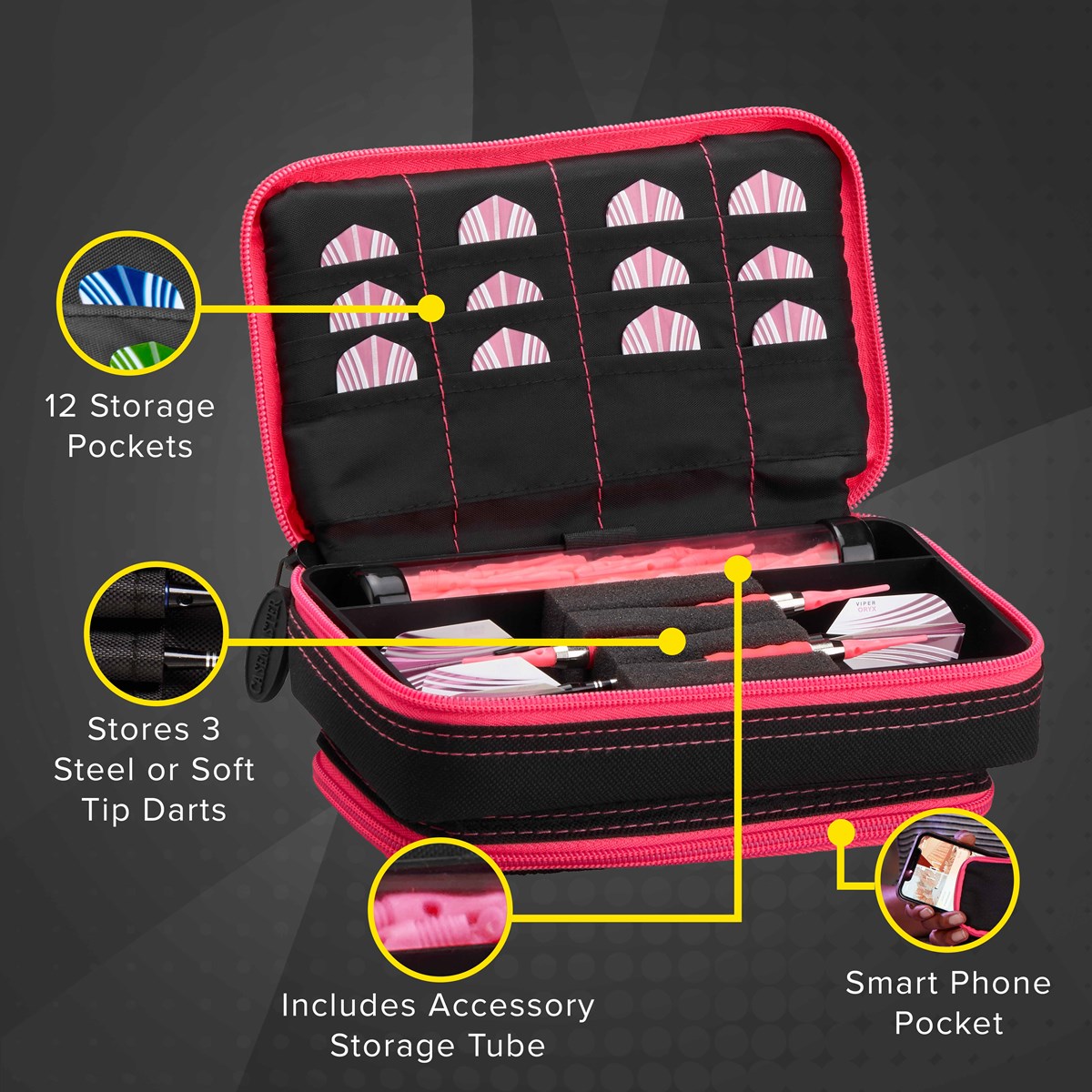 GLD Casemaster Plazma Plus Dart Case - Pink