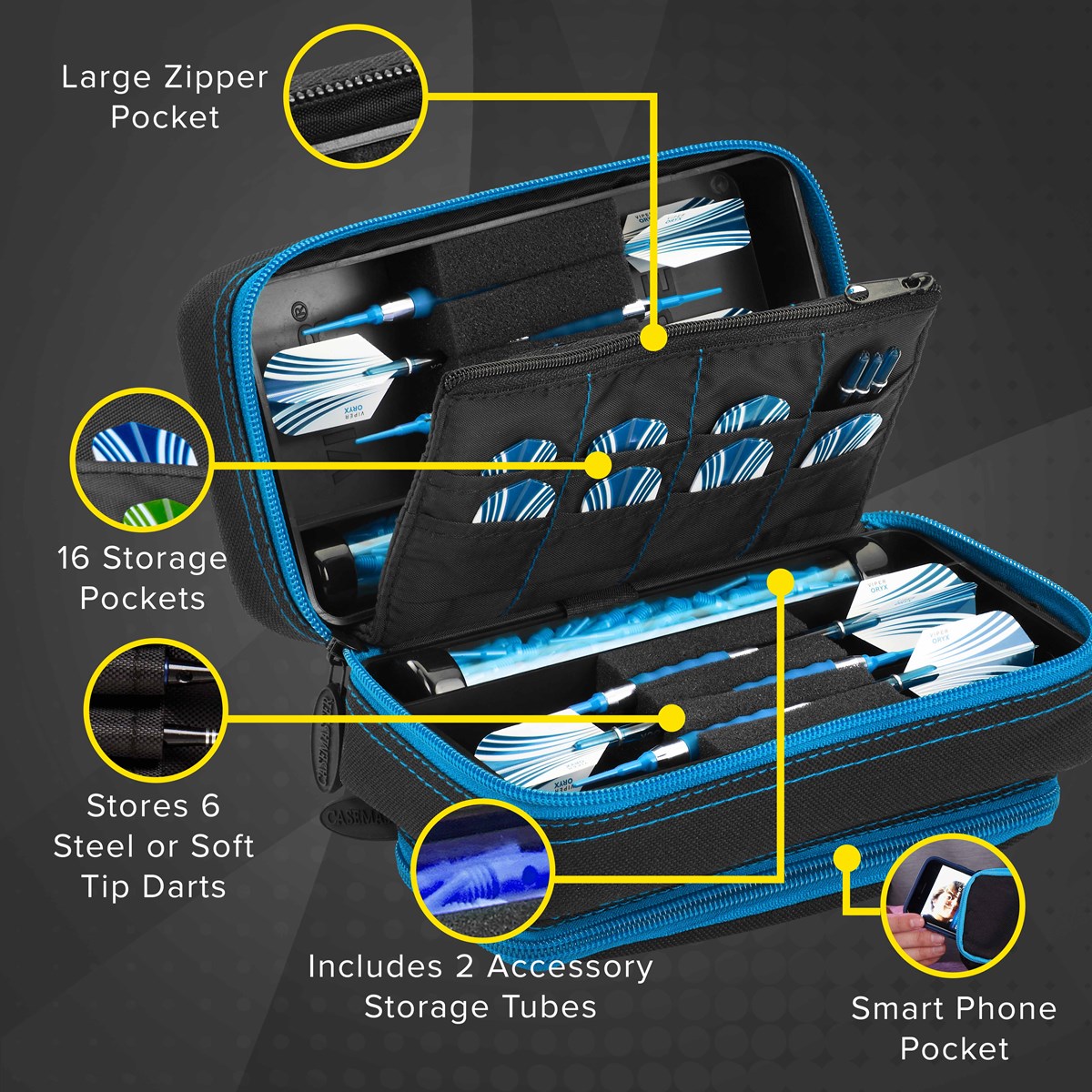GLD Casemaster Plazma Pro Dart Case - Blue